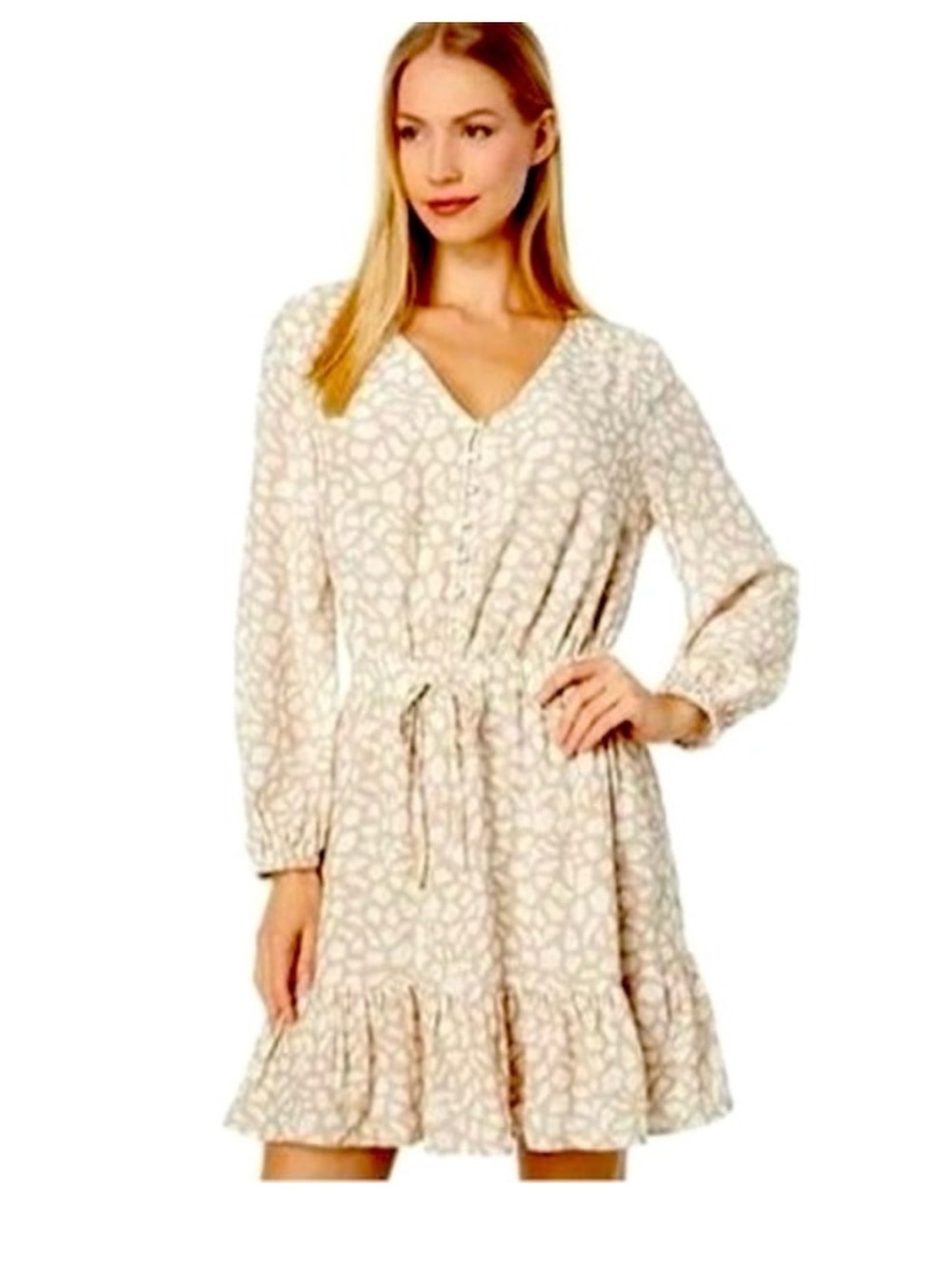 Vineyard Vines Blush Pink & White Print Tiered Mini Dress XL